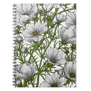 White cosmos flowers notebook
