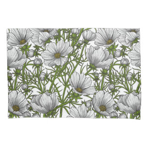 White cosmos flowers pillowcase