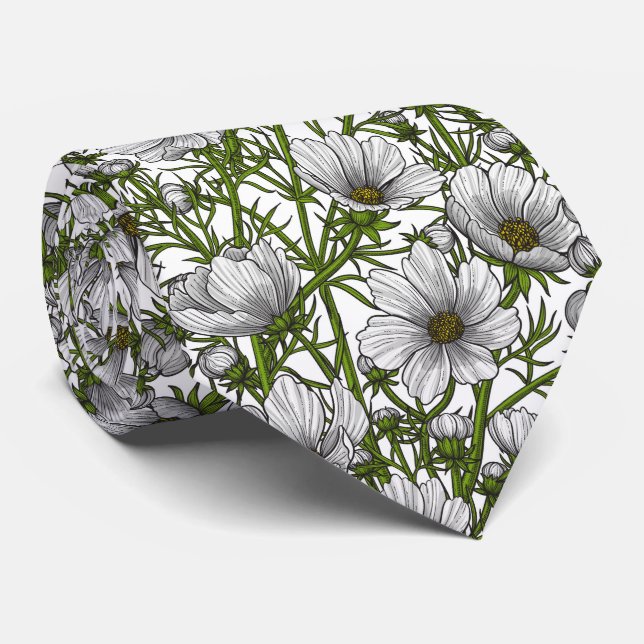 White cosmos flowers tie (Rolled)
