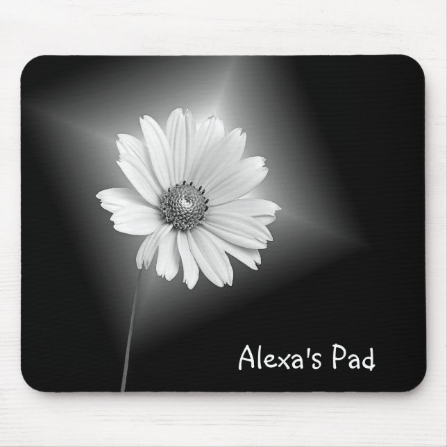 white cosmos on black mouse pad (Front)
