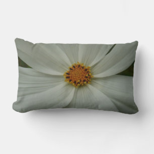 White Cosmos Summer Wildflower Floral Lumbar Cushion