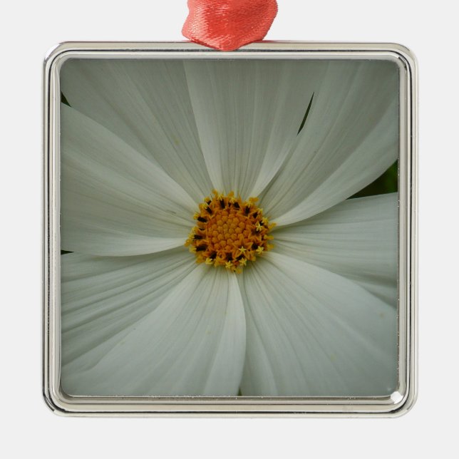 White Cosmos Summer Wildflower Floral Metal Tree Decoration (Front)