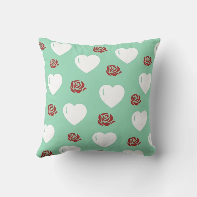 White Cosy Modern Romantic Chic Stylish Heart Cushion (Back)