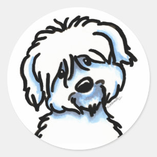 White Coton de Tulear Face Classic Round Sticker
