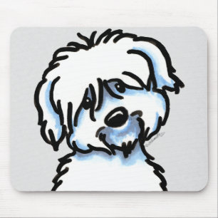 White Coton de Tulear Face Mouse Pad