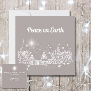 White Country Christmas Peace on Earth Card