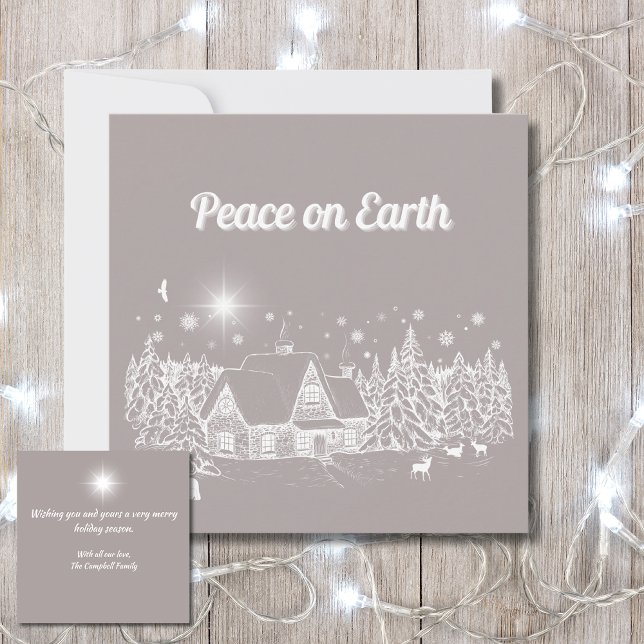 White Country Christmas Peace on Earth Card  (Creator Uploaded)