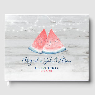 White Country Wood Watermelon Rustic Wedding Guest Book