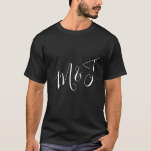 White Couple Initials Black T-Shirt