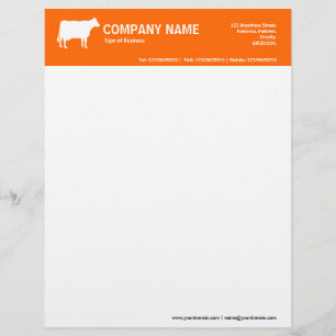 White Cow 2in Colour Header - Orange FF6600 Custom Letterhead