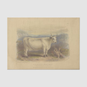 White Cow Ephemera Decoupage Vintage Farm Tissue Paper
