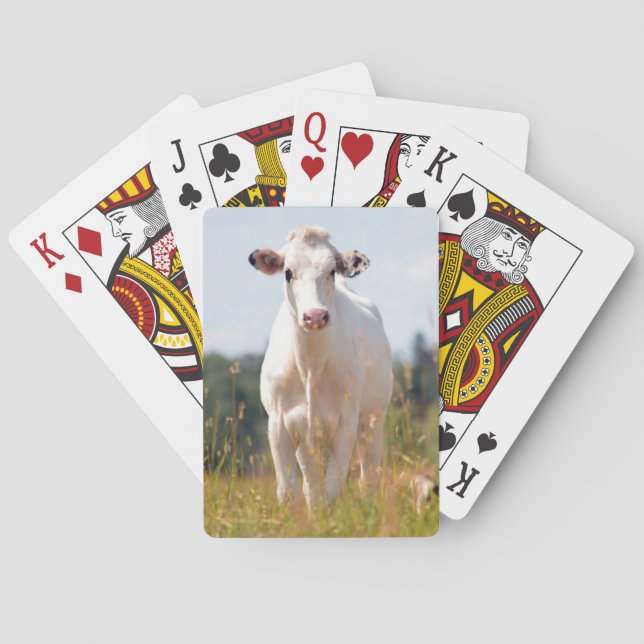 White Cow in the Pasture Playing Cards (Back)