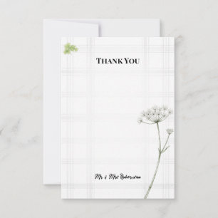 White Cow Parsley Tartan Wedding Thank You Card