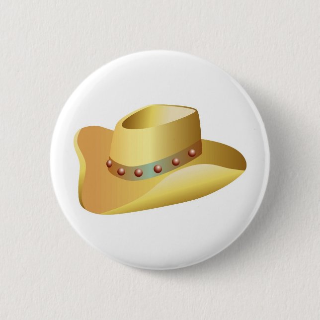 White Cowboy Hat 6 Cm Round Badge (Front)