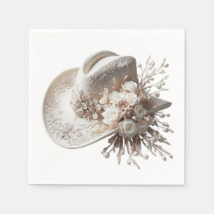 White Cowgirl Hat with Flowers Napkin
