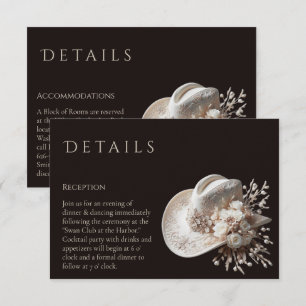 White Cowgirl Hat with Flowers Wedding Details Enclosure Card
