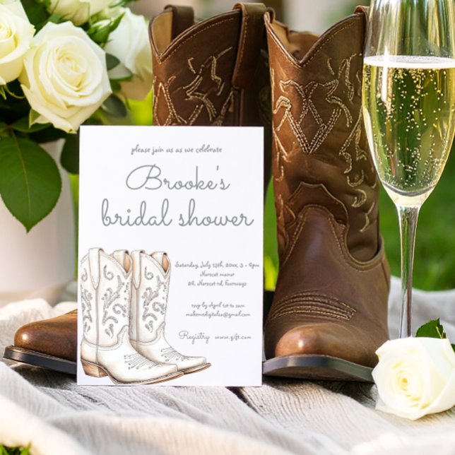 White Cowgirl Western Bridal Shower Invitation (Creator Uploaded)