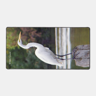 White Crane Desk Mat