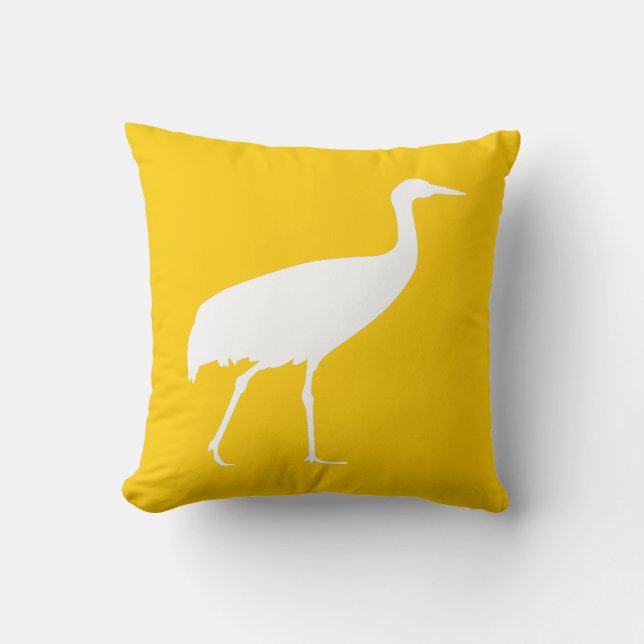 White Crane Silhouette Cushion (Front)