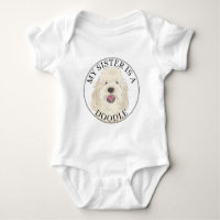 White Cream Golden Doodle Dog Big Sister
