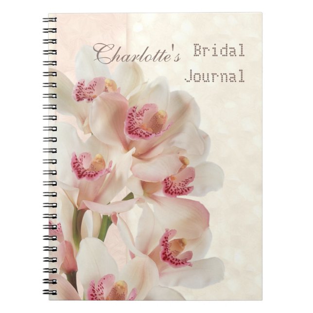White cream orchids in full bloom Bridal Shower Notebook (Front)