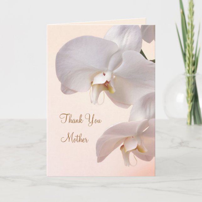 White - cream Orchids Wedding. Thank you Mother Card (Front)