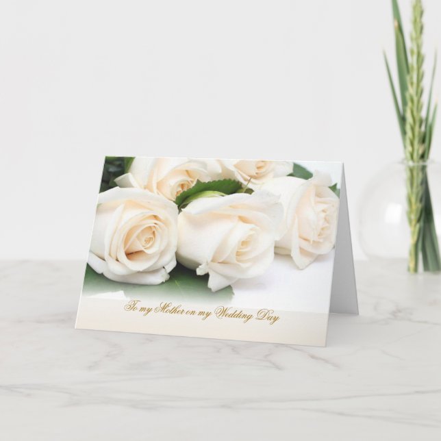 White cream roses. Thank you Mother for my Wedding Card (Front)