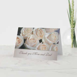 White cream roses Wedding Thank You Card
