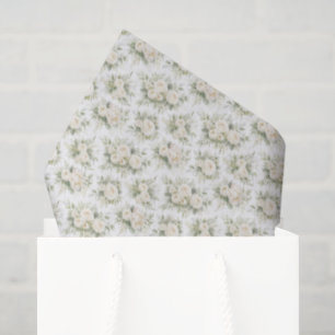 White Cream Watercolor Florals Wedding Bridal  Tissue Paper