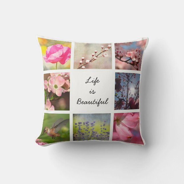 White Create Your Own Photo Collage Cushion (Front)