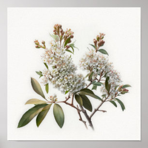 White Crepe Myrtle Flowers Art Print Poster