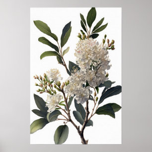 White Crepe Myrtle Flowers Art Print Poster