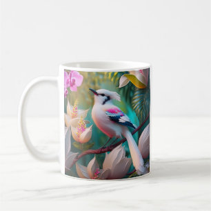 White Crested Blush Chested Fantasy Bird Coffee Mug