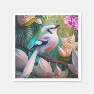 White Crested Blush Chested Fantasy Bird Napkin