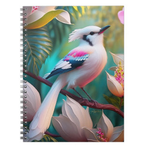 White Crested Blush Chested Fantasy Bird Notebook