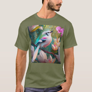 White Crested Blush Chested Fantasy Bird T-Shirt