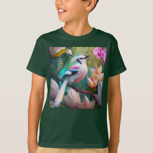 White Crested Blush Chested Fantasy Bird T-Shirt