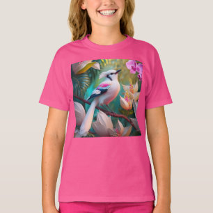 White Crested Blush Chested Fantasy Bird T-Shirt