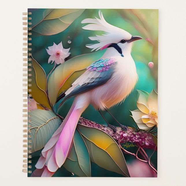 White Crested Blush Tail Jay Fantasy Bird Planner (Front)