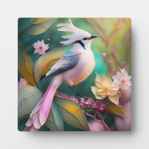 White Crested Blush Tail Jay Fantasy Bird Plaque