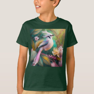 White Crested Blush Tail Jay Fantasy Bird T-Shirt
