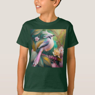 White Crested Blush Tail Jay Fantasy Bird T-Shirt
