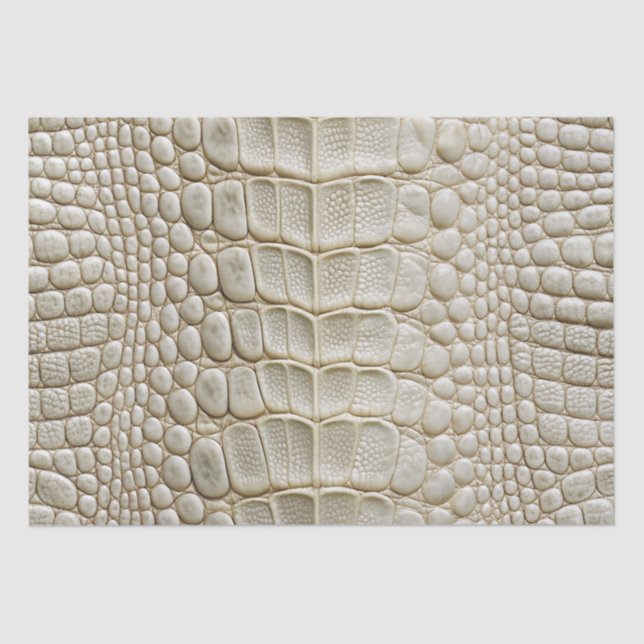 White Crocodile Alligator Skin Faux Leather Print Tissue Paper (Front)