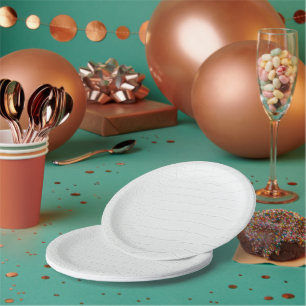 White Crocodile Skin Print Paper Plates