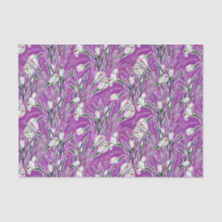 White Crocuses Garden Flower Botanic Floral Purple Tissue Paper