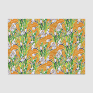 White Crocuses Garden Flower Botanic Floral Yellow Tissue Paper