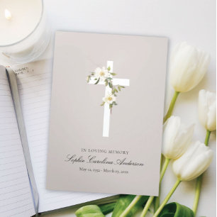 White Cross Celebration of Life Program Tri-Fold Invitation