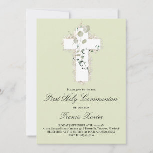 white cross First Holy Communion Invitation