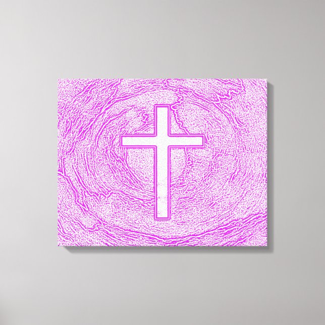 WHITE CROSS HIGHLIGHTED IN PINK CANVAS PRINT (Front)