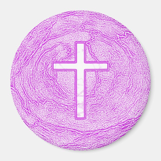 WHITE CROSS HIGHLIGHTED IN PINK MAGNET (Front)